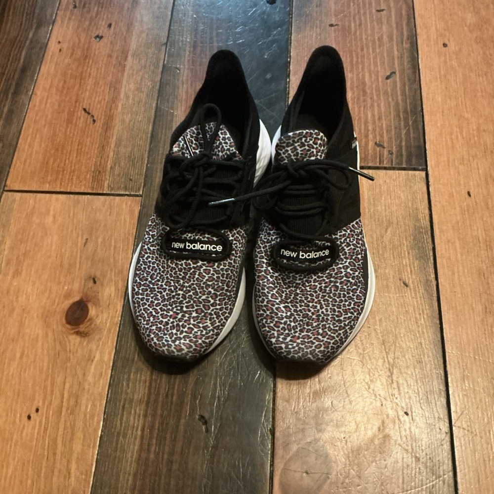 New Balance Leopard-Pattern Sneakers in Black and Brown